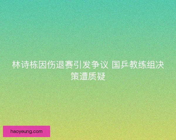 林诗栋因伤退赛引发争议 国乒教练组决策遭质疑 林诗栋因伤退赛引发争议 国乒教练组决策遭质疑
