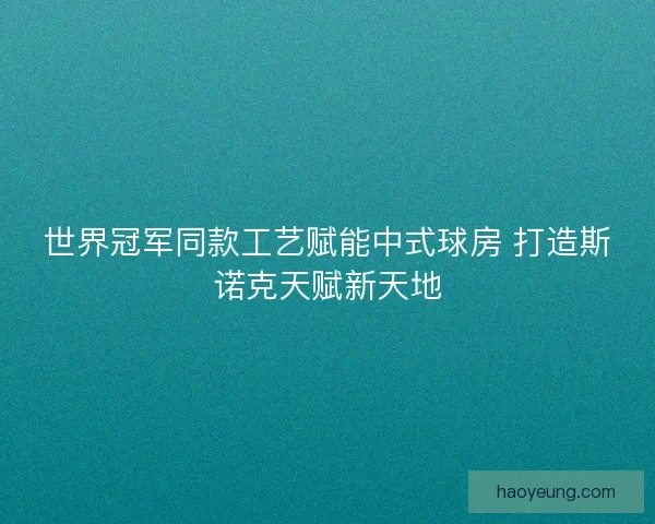 世界冠军同款工艺赋能中式球房 打造斯诺克天赋新天地